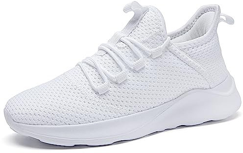 AZSDXS Laufschuhe Herren Atmungsaktive Sportschuhe Sneaker Turnschuhe Running Schuhe Straßenlaufschuhe Tennisschuhe Leichte Joggingschuhe Freizeit trainingsschuhe fitnessstudio Weiß 40