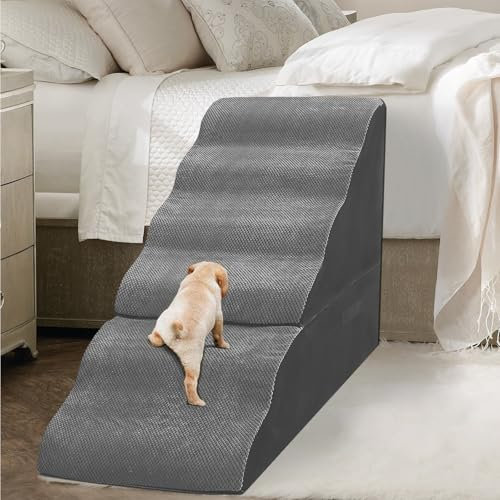 MALOROY Escaleras para perros para camas altas de 30 a 36 pulgadas de alto, escalones para perros de 6 escalones para cama de 32 a 36 pulgadas para perros pequeños y grandes, rampa para perros