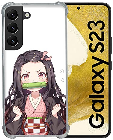Cokitec Schutzhülle aus Hartglas für Samsung Galaxy S23 Manga Demon Slayer Nezuko