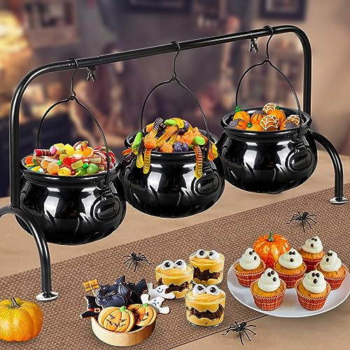 Halloween Party Decorations, 3 Ceramic Witches Cauldron Serving Bowls Set | Halloween Decorations Hocus Pocus Witch Decor Bowl Serving Cauldron for Party Supplies Home Kitchen Outdoor Indoor Decoration