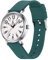 Alienwork IK EasyTime Armbanduhr Herren Damen Silber Silikon-Armband Grün Weiss Einfache Lesezeit Armbandwechsel mit Schnellverschluss Wasserdicht