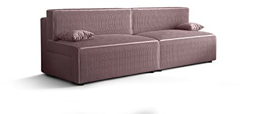 ALTDECOR Wohnzimmer Couch mit Schlaffunktion, Polstercouch rückenecht gepolstert, ideal als Gästebett - Miri-X2-262x85x90 cm Lila