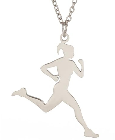 TEAMER Collier de course en acier inoxydable Pendentif Boucle d'oreille Mode Sport Bijoux de course pour athlète entraîneur joggeurs