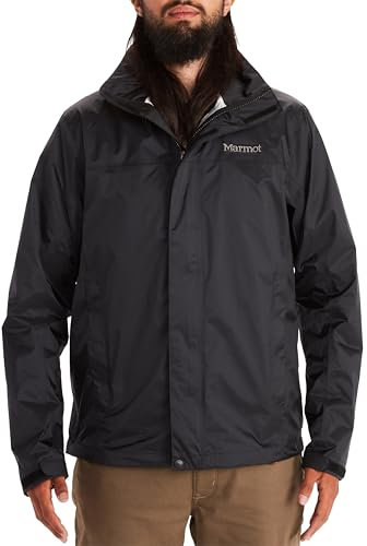 Marmot Herren PreCip Eco Jacket S25, Wasserdichte Regenjacke, winddichter Regenmantel, atmungsaktiv, faltbarer Hardshell Windbreaker, ideal zum Fahrradfahren & Wandern, Black, L