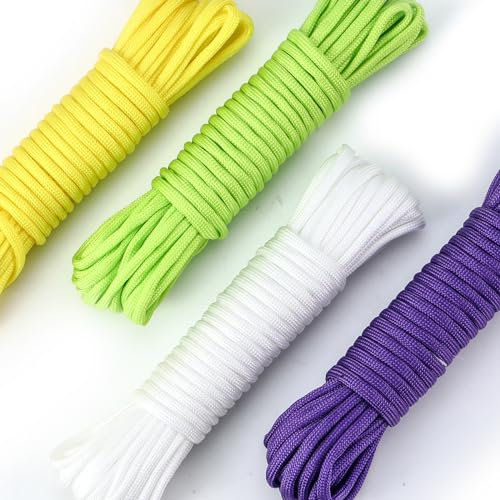 Paracord 4mm Set, Paracord 40m | 4 Stück x 33ft | Paracord Schnüre 7 Kern-Strängen Nylon Seil Bruchlast 272kg für DIY Armbänder Schlüsselbänder Hundehalsbänder - Gesamtlänge 132ft (4P-B-4x33ft)