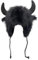 Moxeupon Bisonhut mit Hörnern, Warme Büffelmütze, Tierhüte, pelzige Ohrbedeckung für Outdoor-Abenteuer, Halloween, Weihnachten, Tier-Cosplay, Festival-Mottoparty