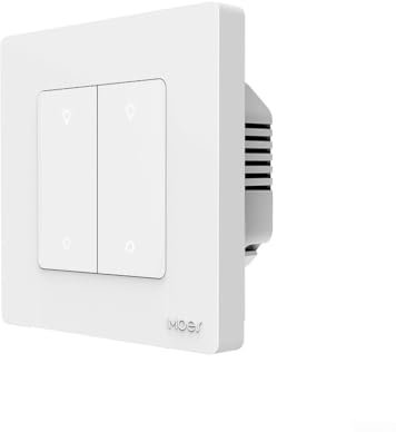 ZigBee Smart Light Switch Dimmer, Multi Control Dimming for Smart Life APP, Wireless Kinetic-Switch Remote (2 Gang White)