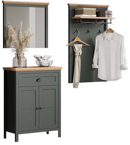 trendteam smart living - Badezimmerkombination Badkombi - Stanton - Bad - Aufbaumaß (BxHxT) 169 x 198 x 39 cm - Farbe Tannengrün mit Evoke Eiche - 220991204