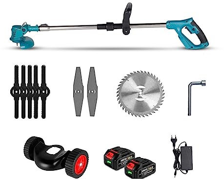 ARTGOS 1500W 7 Pouces Tondeuse à Gazon électrique sans Fil Longueur réglable Outils d'élagage de Jardin Rechargeables Portables Débroussailleuse (Color : 2 Battery Plug, Size : W)