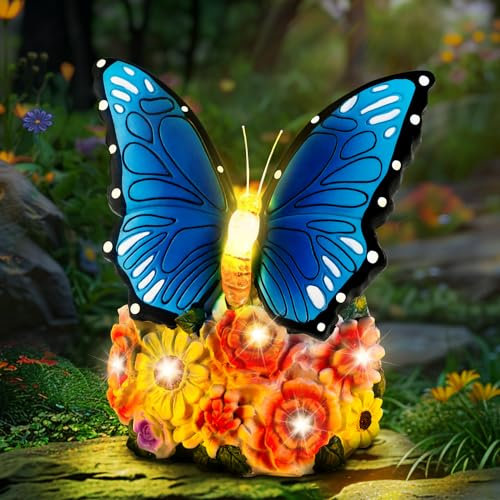 Linkax Solar Gartenfiguren Schmetterling Gartendeko für Draußen mit LED Licht, Geburtstagsgeschenk für Frauen Freundin, Ostergeschenke Erwachsene Home Balkon Deko Muttertagsgeschenke für Mama Oma