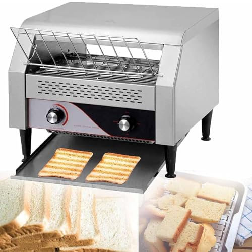 SKIHOT Tostadoras Transportadoras Industriales Alta Resistencia Tostadora Eléctrica Grande Acero Inoxidable 2200 W,con Tubos Calentamiento Dobles para Panecillos,Pan,Alimentos Horneados