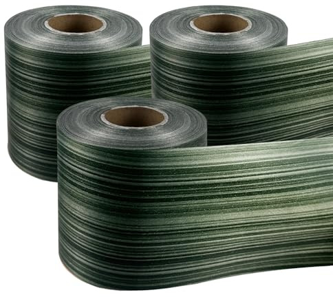 3 Rollen 10,2 cm × 45,7 m grünes Ti-Blattband Poly-Satinblattband wasserdichtes Blumenblattband grünes Blatt für Innen- und Außendekoration, Blumen-Kreation, Blumenstrauß, Ornament