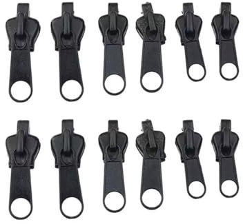 12 Stück Reißverschluss Zipper,3 Verschiedene Größen Ersatz-zipper Universal Reißverschluss Schieber Abnehmbarer Ersatzzipper,Reissverschluss Reparatur Set Für Jacke,Koffer,Geldbörse Etc (Schwarz)