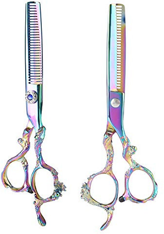 Forbici per Sfoltire per Bambini, Forbici da Toelettatura e da Parrucchiere per Famiglie e Animali Domestici (Forbici dentali colorate)