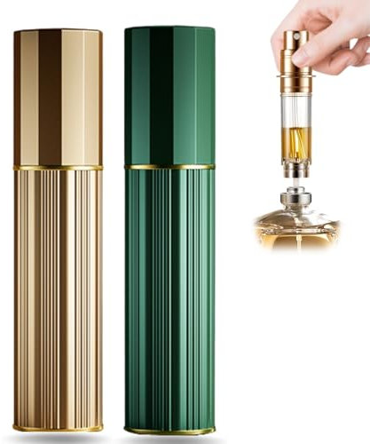 VVGAOGES 10ml Parfümzerstäuber Nachfüllbar,Parfum Zerstäuber für Unterwegs,Reiseflaschen zum Befüllen,Sprühflasche Klein für Parfum,Parfümflaschen Leer für Reise (Gold & Grün)