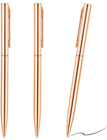 3 PCS Metal Ballpoint Pens, Rose Gold Pen, Metal Pen, Twist-Action, Slim Profile Pens with Black Ink, Ideal for Journaling, Office, and School, Fits Easily in Wallet or Pocket, Durable Gift Set