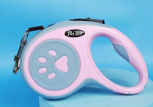 feiling 5 Meter Rollleine Einziehbare Hundeleine Katzen Führleine Haustier Ausziehbare Leine für Kleine und Mittlere Hunde (pink)