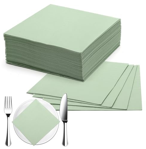 100 Stück Servietten Salbeigrün, Papierservietten 33 x 33 cm, Servietten Grün,Servietten Eukalyptus Grün, Servietten Hochzeit, für Hochzeit Abendessen Geburtstag Brautjubiläum Party