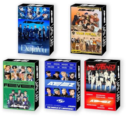 HOMRAA 5 Stück/150 Stück Lomo Card Kpop Fotokarten Grußkarte mit Postkarten für Ateez