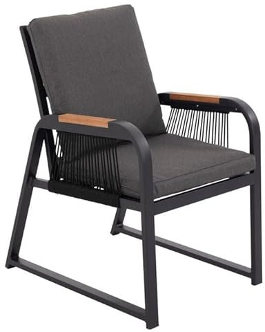 OUTLIV. Loungesessel Siena für Balkon und Garten, Rope-Kunstfaser, Aluminium, wetterfest, Sitzhöhe 46,5 cm, Maße: 56x72,5x87,5 cm, dunkelgrau