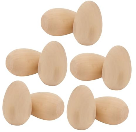VILLCASE Unbemalte Ostereier 10 Stück Aus Glattem Holz für Jungen und Mädchen Ostern