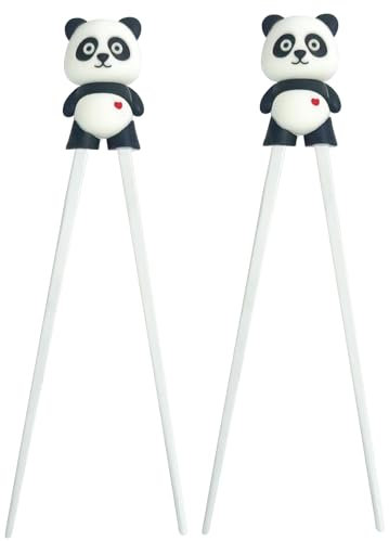 2 Paar Essstäbchen für Kinder, Essstäbchen Kinder Essstäbchen Hilfe Sushi Stäbchen Essstäbchen Personalisiert Panda als Halterung für Anfänger, Stäbchenkopf abnehmbar Lernset in Panda-Design