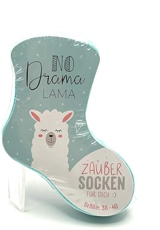 Zauber Socken mit Lama-Motiv, No Drama Lama Design, Größe 36-40, Mintgrün