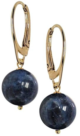 I.L.U.S Goldene Ohrringe Hängend blauem Kristall Sodalith-Edelstein-Blauer Stein Ohrhänger Vergoldet Silber-Naturkristall Anhänger 12mm-Sodalith Schmuck Geshenk für Frauen