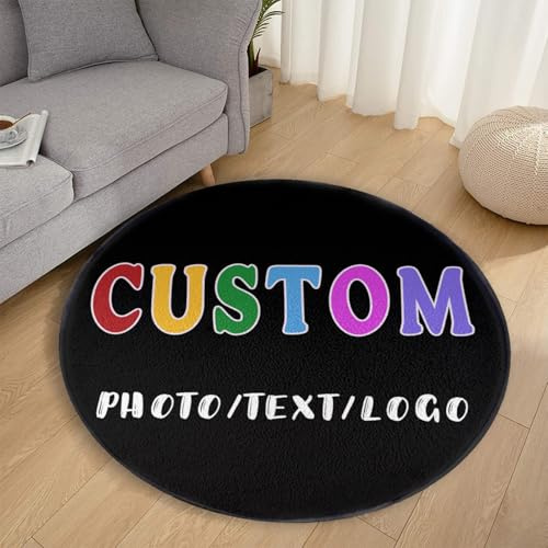 ZYHJJ Benutzerdefinierte Runder Teppiche,Personalisierte Flanell Rug,Mit Eigenem Foto/Namen/Text,rutschfest, waschbar, für Schlafzimmer Wohnzimmer Büro Garten