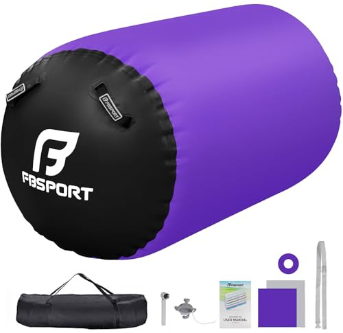 FBSPORT Aufblasbare Air Roll, 120x75cm Aufblasbare Luft Rollen, Yoga Gymnastik Zylinder, Gymnastikmatte, Gym Air Barrel, Air Tumbling Track, Sportmatte für zuhause mit Tragetasche, Outdoor, Fitness