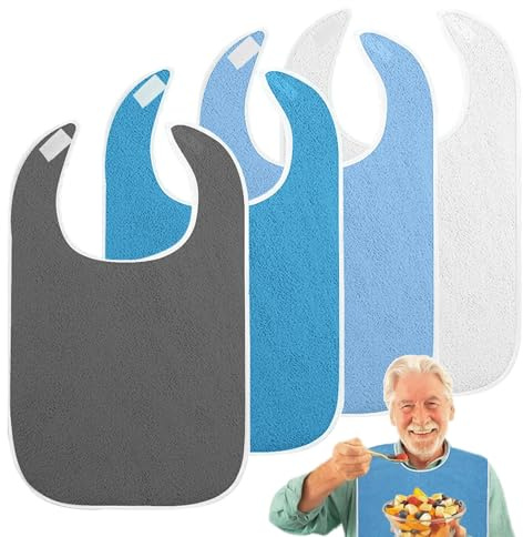 PEEXTBB 4 Lätzchen für Erwachsene Senioren mit klettverschluss, 75x45 cm Waschbar Verstellbare Unisex Kleiderschutz, Bequeme Schürzen für Mutter, Vater
