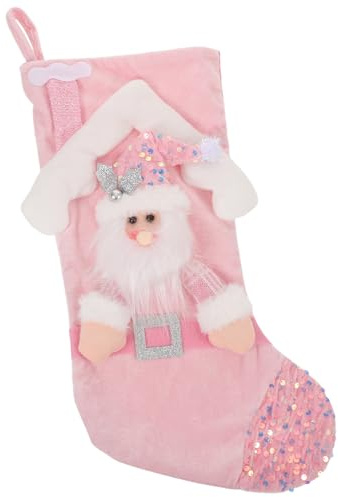 SAFIGLE Rosa Weihnachtsstrümpfe Mit Glitzer Dekorative Socken Für Weihnachten Süßigkeitentüten Weihnachtsbaum-Accessoires Festliche Geschenktüten Für Zuhause Und Partys