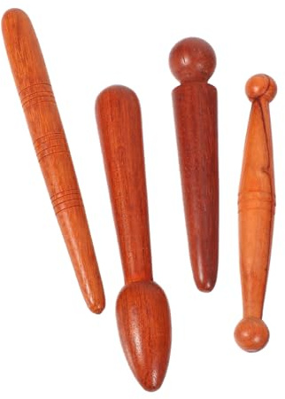 WEKADRIN 4 Stück Holz Massage Fußreflexzonenmassagegerät Massage Stab aus Naturholz Akupunkturpunkt Massagegerät für Zuhause Wellness Entspannung