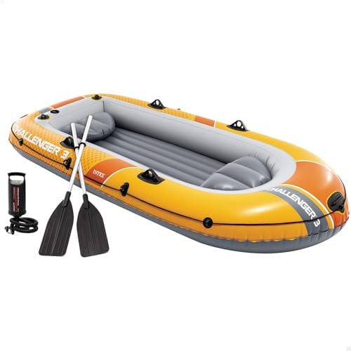 INTEX Seahawk 2 Schlauchboot aufblasbar für 2 Personen bis 320 kg | Motorvorbereitet inkl. Paddel, Handpumpe, Halteleine (295x137x43cm) Super-Strong-Vinyl, 3 Luftkammern, I-Beam-Boden (66313NP)