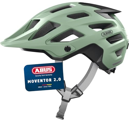 ABUS MTB-Helm Moventor 2.0, Grün, S | Fahrradhelm mit Verstellsystem, höhenverstellbarer Schirm, Zopf-Öffnung, Steckverschluss
