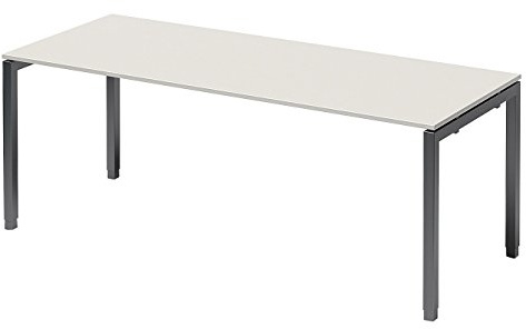 BISLEY Cito Schreibtisch, 650-850 mm höheneinstellbares U-Gestell, Metall, Gw334 Dekor Grauweiß, Gestell Anthrazitgrau, 80 x 200 x 85 cm