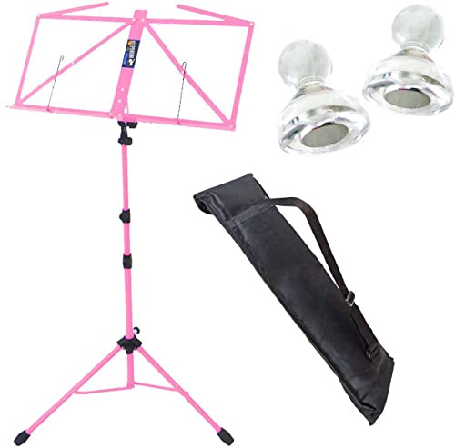 keepdrum MUS3PK Notenstaender Pink + Tasche + 2 Stück Notenpult Magnete