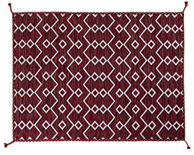 Dmora Toronto moderner Teppich, Kelim-Stil, 100% Baumwolle, rot, 230x160cm