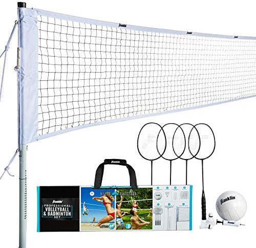 Franklin Sports Unisex Adult Professional Volleyball Badminton Combo Set, Weiß, One Size
