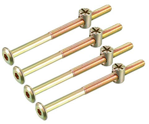 sourcing map 4 Set Möbel Bolzen Mutter Satz Sechskant Sockel Schraube Bronzeton M6x90mm feste Hardware mit Fassmuttern