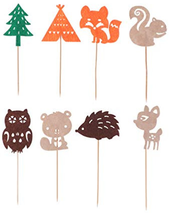 Toyvian 48 Stücke Cupcake Topper Tortendeko Kindergeburtstag Cupcake Dekorationen für Woodland Thema Geburtstag Baby Shower Party Supplies