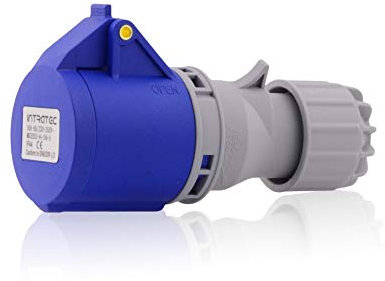 Intratec CEE Starkstrom Steckdose 16A, 3-polig – Industriestecker für Innen- und Außenbereich, Einspeisesteckdose IP44, 230 V, SB, RoHS, Reach, Blau/Grau