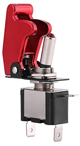 Interrupteur à Bascule, 12V 20A Voiture de Course Couvercle Rouge LED lumière SPST Bascule Interrupteur à Bascule Interrupteur d'allumage contrôle Marche/arrêt