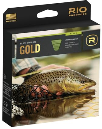 RIO PRODUCTS Elite Gold Fly Line, Easy to Cast Flies from Size 2 to 22, Ultimate All-Around Fly Line with Ultra-Slick Performance, Moss/Gold/Gray, 90ft, WF5F