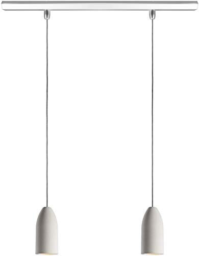 Buchenbusch urban design Lampe 2 flammig light edition, Wohnzimmerlampe modern mit Textilkabel Grau aus Beton