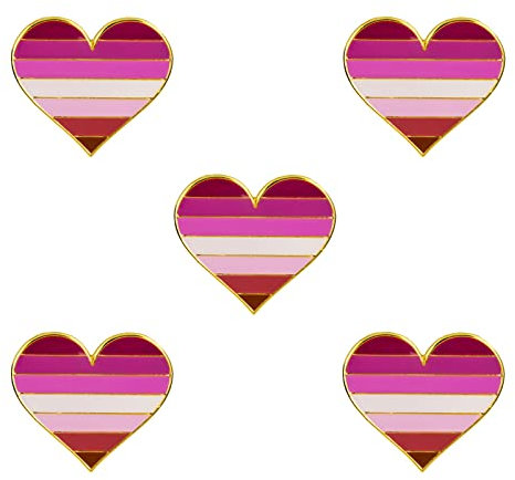 Pack 5 Lesbian Pride Coeur Forme Épinglette Broches Pins Drapeau Badge Broche Badges (Lesbian)