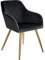 tectake® Esszimmerstuhl, Sessel bequem mit Armlehne, Polsterstuhl, Samtstoff Cocktailsessel, Loungesessel für Wohnzimmer, Esszimmer, Moderne Küchenstühle, Bürostuhl schwarz/Gold