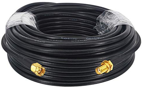 BOOBRIE 15M Cavo Coassiale SuperFlex RG58 Aggiornato Cavo Coassiale SMA Maschio a SMA Femmina Cavo WLAN Cavo Antenna WLAN Adattatore SMA per Dispositivi 3G / 4G / LTE/GPS/RF Radio/WiFi Antenna/Radio