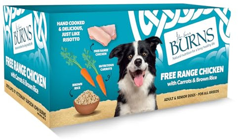 Burns Pet Natural Nutrition Adult & Senior Wet Dog Food Free Range Chicken, Carrots & Wholegrain Brown Rice 12 x 150gm