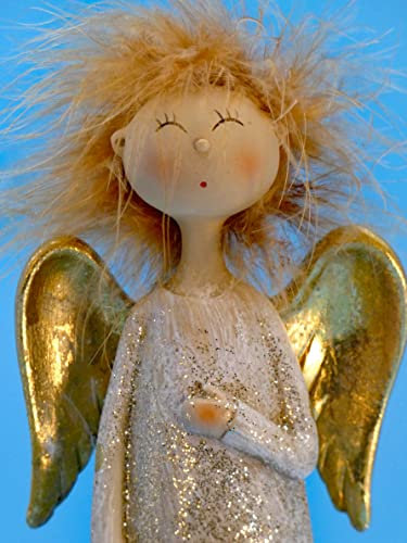 Pommerntraum ® | verrückter Engel Weihnachtsengel Schutzengel Guardian Angel Weihnachtsfigur Dekorationsfigur Schreibtischfigur NORMAL KANN JEDER (mit Herzchen)